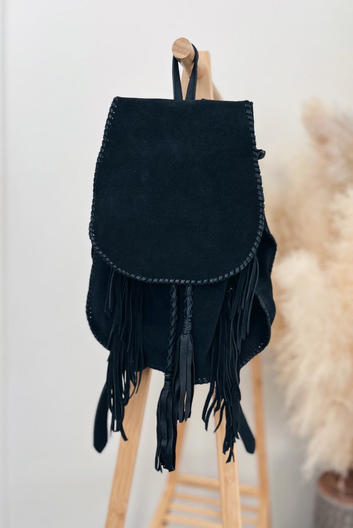 Suede fringe backpack sale