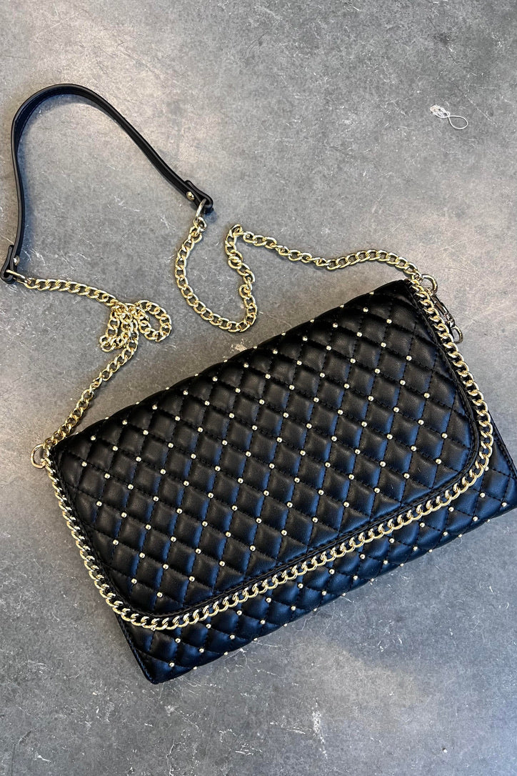 Black studded clutch on sale