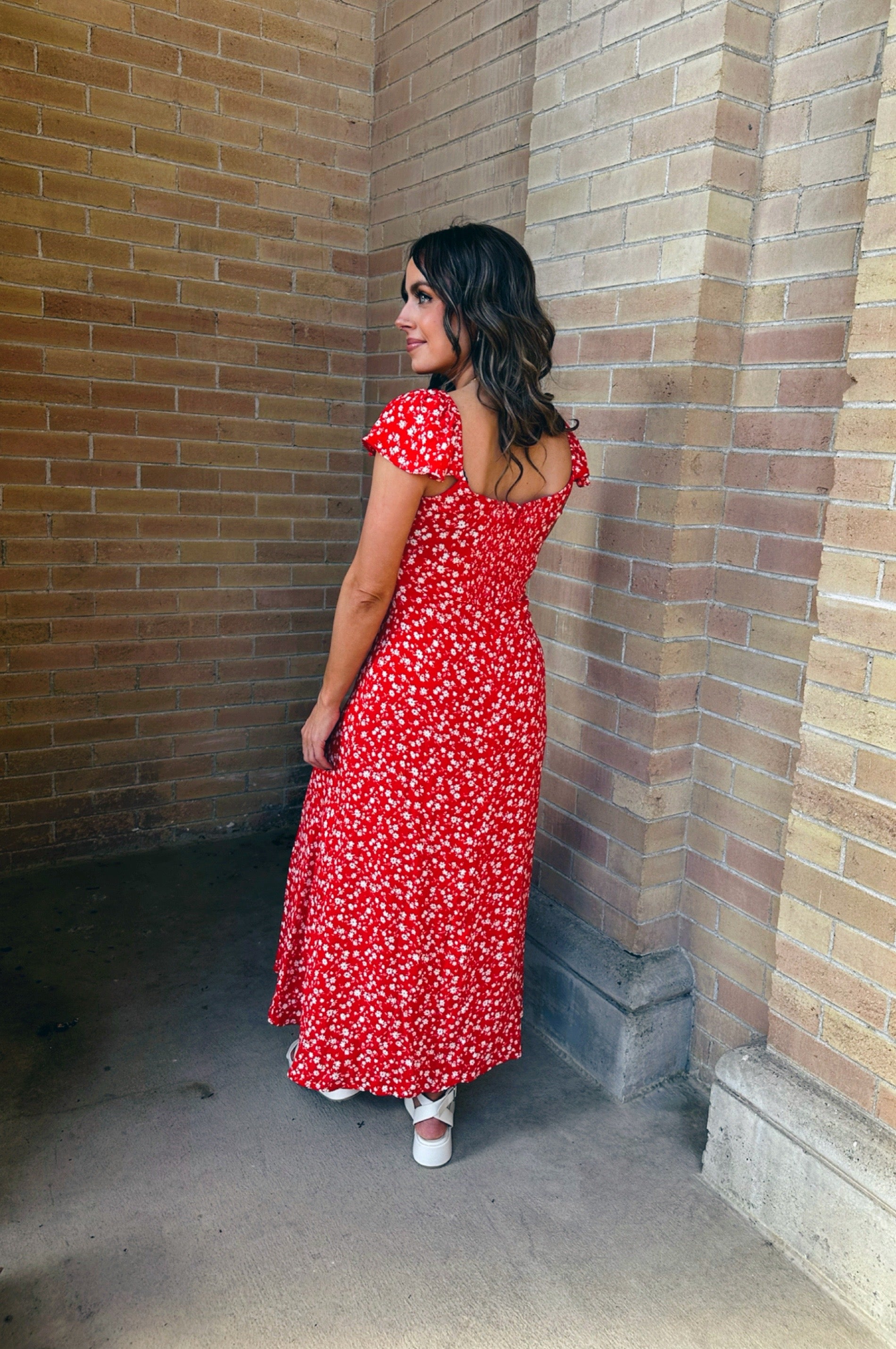 Burning Blossoms Midi Dress