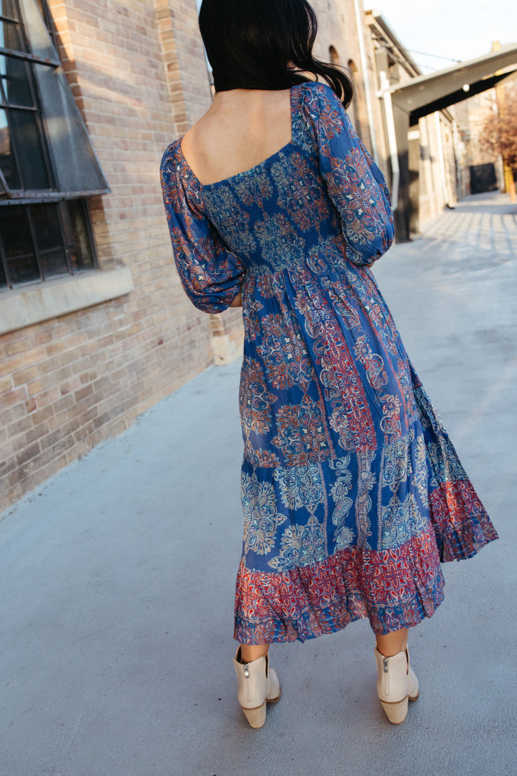 Crisp Blue Skies Puff Sleeve Dress