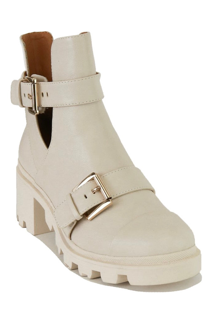 Saige Strappy Buckle Cut out Bootie