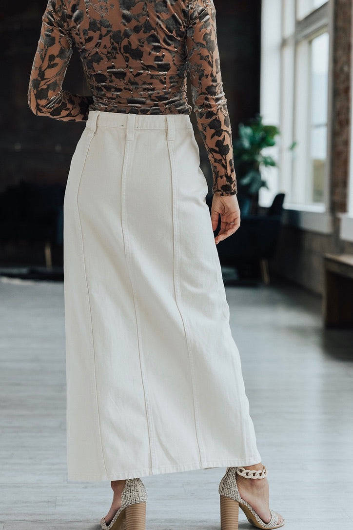 Cane Front Slit Maxi Skirt